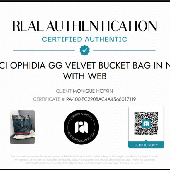 Gucci Ophidia GG Velvet Bucket Bag in Navy with Web NEW WITH DUSTBAG - Picture 15 of 15